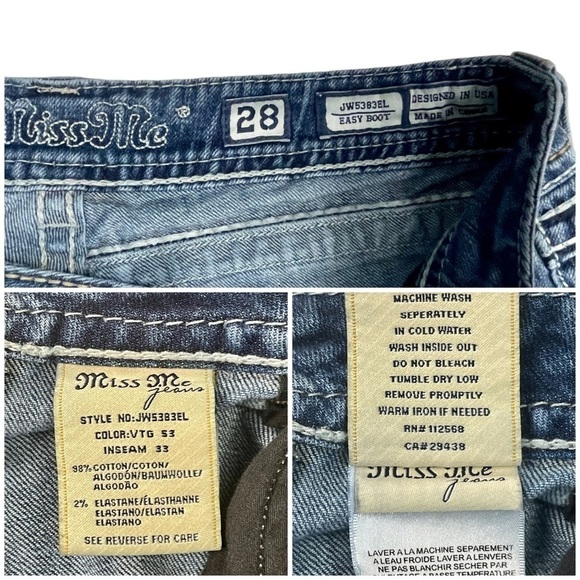 MISS ME EASY BOOT RHINESTONE EMBROIDERED DISTRESSED BOOTCUT JEANS - Picture 15 of 15